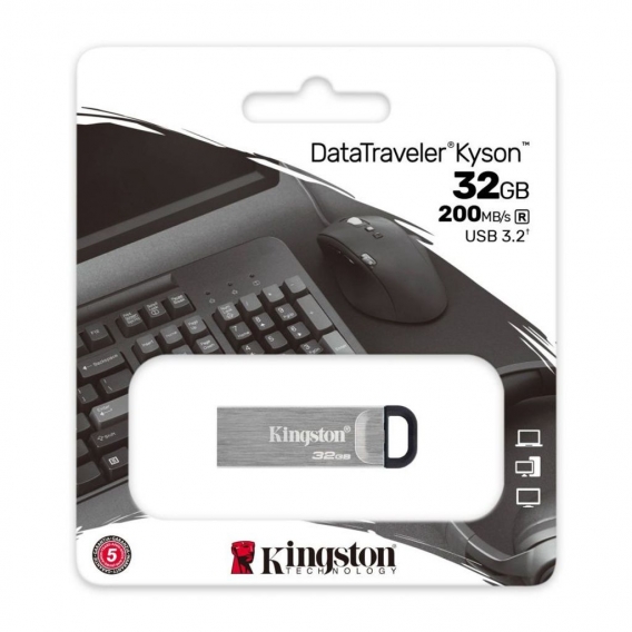 Kingston DataTraveler Kyson USB-Stick USB3.2, 32GB - mit stilvollem, kappenlosem Metallgehäuse