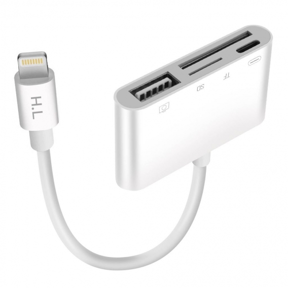 Lightning iPhone / iPad Kartenleser Adapter für USB / Micro-SD /Lightning - Weiß