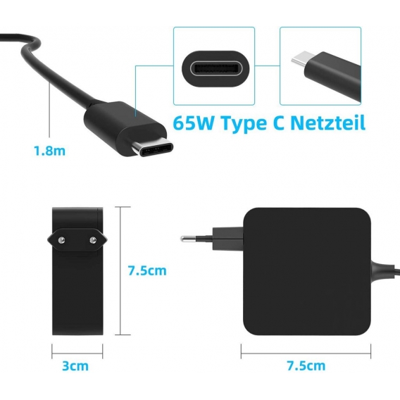 NEUE DAWN 65W USB C Netzteil  für Lenovo ASUS Acer Dell Xiaomi Air Huawei Matebook MacBook Pro HP Thinkpad Type C Laptops Ladege