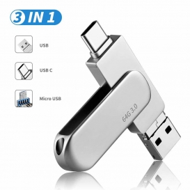 More about USB C Stick USB Stick 64GB 3 in 1 USB Stick, Type-C USB 3.0 Stick, Speicherstick für MacBook Pro, Android Handy, Pad, Laptop und