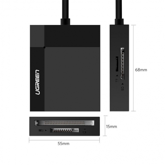 Ugreen 4in1 USB 3.0 SD / micro SD / CF / MS Kartenleser Cardreader Speicherkartenleser Multi Adapter schwarz