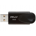 PNY Attache 4 2.0 USB-Stick, Schwarz, 64 GB Speicherstick 25MB/s