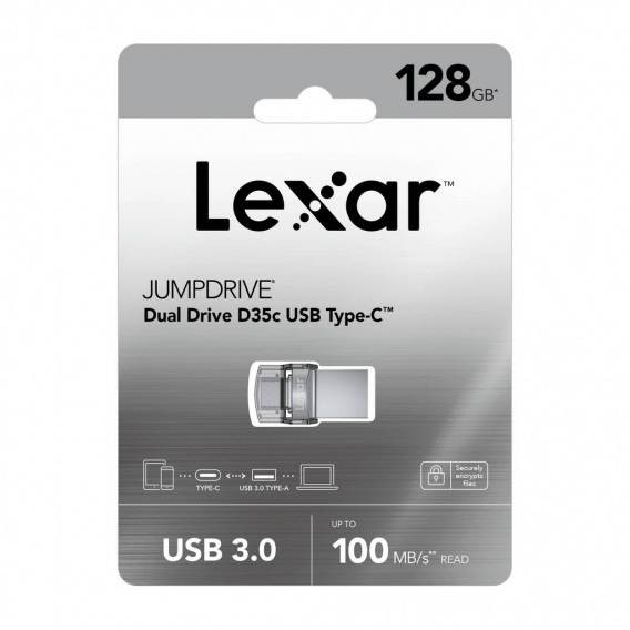 Lexar OTG JumpDrive D35c 128GB Dual Type-C Type-A USB 3.0