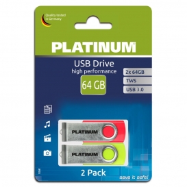 More about Platinum TWS 2x 64 GB USB-Stick USB 3.0 Laufwerk in Schlüsselanhänger-Format im praktischen 2er Pack mit 128 GB Gesamtspeicher