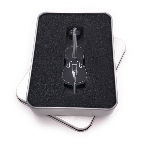 Onwomania Bass Cello Violine Geige in Schwarz USB Stick in Alu Geschenkbox 8 GB USB 3.0