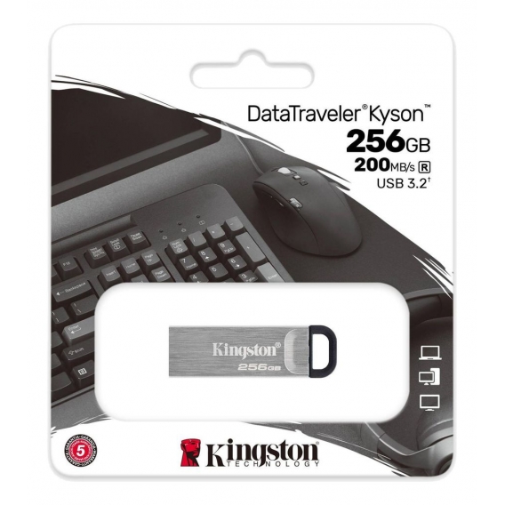 Kingston DataTraveler Kyson - 256 GB - USB Typ-A - 3.2 Gen 1 (3.1 Gen 1) - 200 MB/s - Ohne Deckel -  Kingston