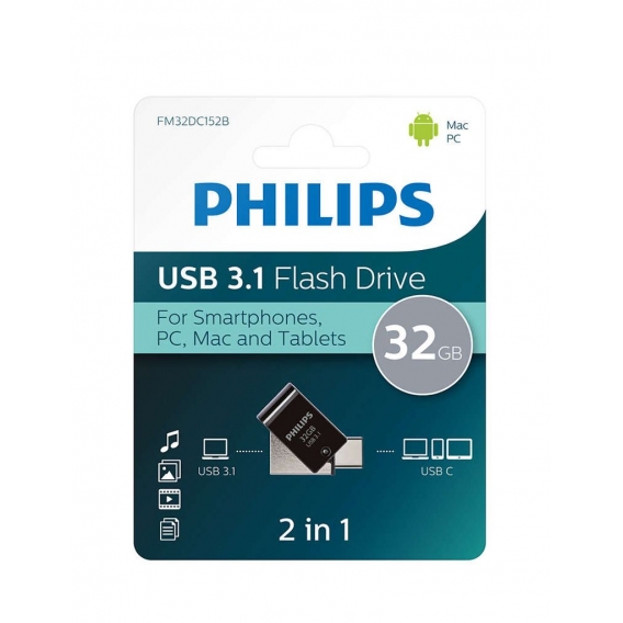 Philips 2 in 1 Black        32GB OTG USB C + USB 3.1