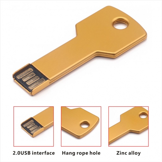 Creative Key Shape USB Flash Drive Memory Stick U Disk für Notebook Desktop PC Gelb 4G