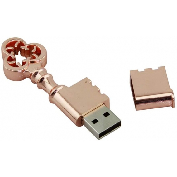 Neuheit und Wasserdicht Metall Rose Gold Schlüssel Form 64GB USB 2.0 Flash Drive Cool USB Stick Speicherstick Lustig U Disk Gesc