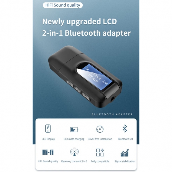 USB Bluetooth 5.0 Audio Sender LCD Display Adapter Dongle Für PC TV