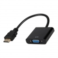 HDMI auf VGA Adapter 1080P HDMI Stecker zu VGA Buchse für Laptop, Monitor, Beamer usw, Schwarz