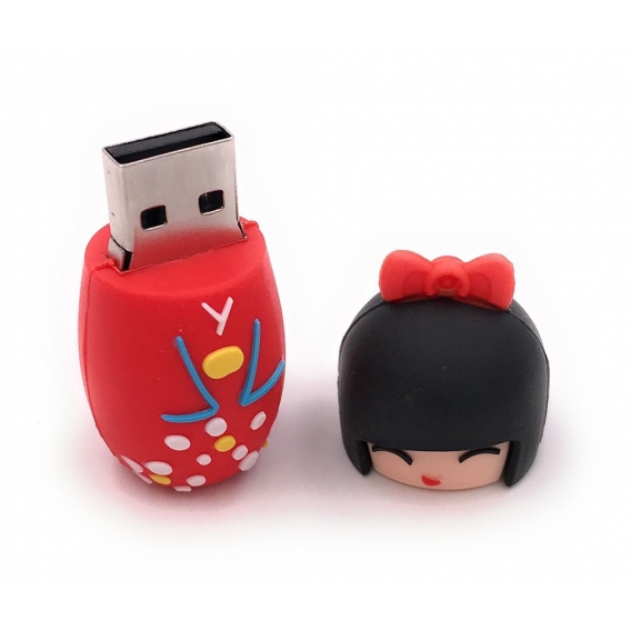 Onwomania Geishja Puppe Matrojschka rot USB Stick in Alu Geschenkbox 32 GB USB 2.0