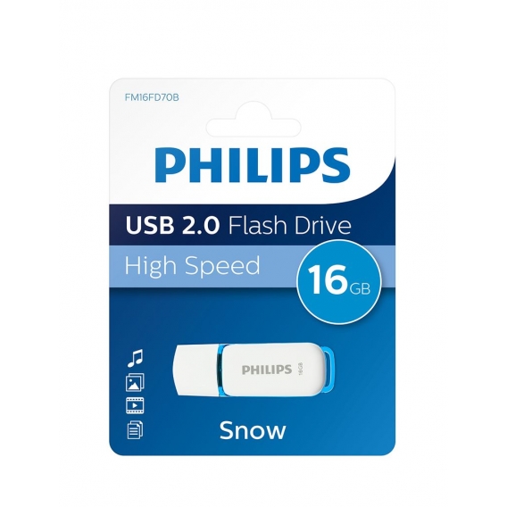 Philips USB-Stick 16GB Drive Snow, USB 2.0, Farbe: Blau