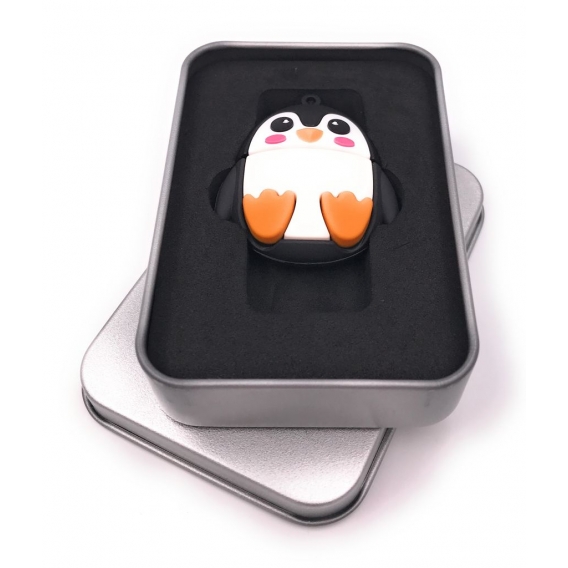 Onwomania Pinguin Flach Ründlich niedlich USB Stick in Alu Geschenkbox 8 GB USB 2.0