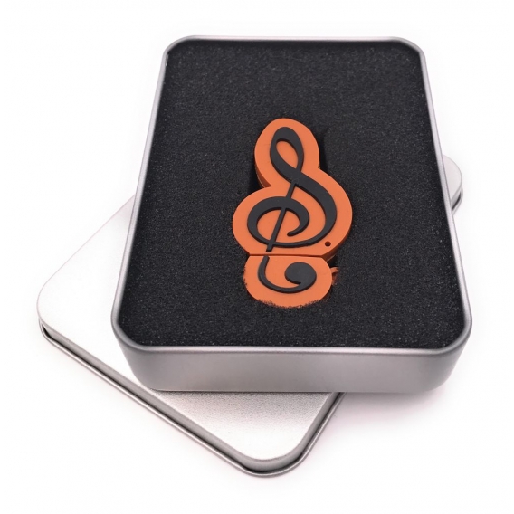 Onwomania Note Notenschlüssel Musik USB Stick in Alu Geschenkbox 64 GB USB 2.0