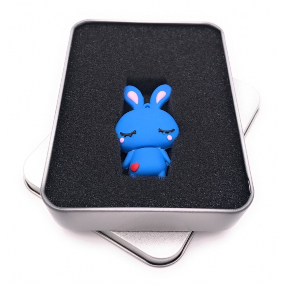 Onwomania Hase niedlich süß in blau USB Stick in Alu Geschenkbox 16 GB USB 3.0