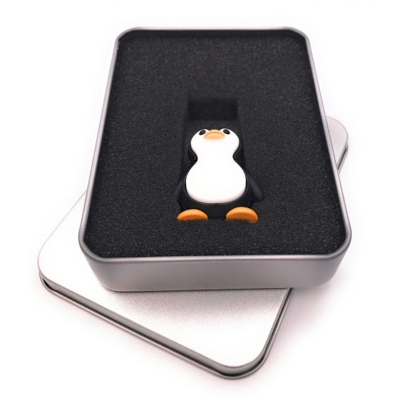 Onwomania Pinguin stehend Arktis Tier USB Stick in Alu Geschenkbox 32 GB USB 3.0