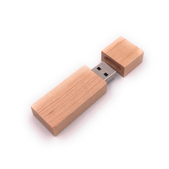 Onwomania Holz eckig aufsteckbar Eiche USB Stick in Alu Geschenkbox 32 GB USB 2.0