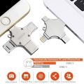 Externer Speicher für iPhone, USB Stick 32/64/ 128GB, 4 in 1 USB Memory Stick- USB Flash Drive USB 2.0 Silber (32GB)