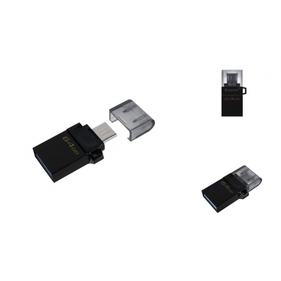 Kingston Technology DataTraveler microDuo3 G2, 64 GB, USB Type-A / Micro-USB, 3.2 Gen 1 (3.1 Gen 1), andere, 1,7 g, Schwarz