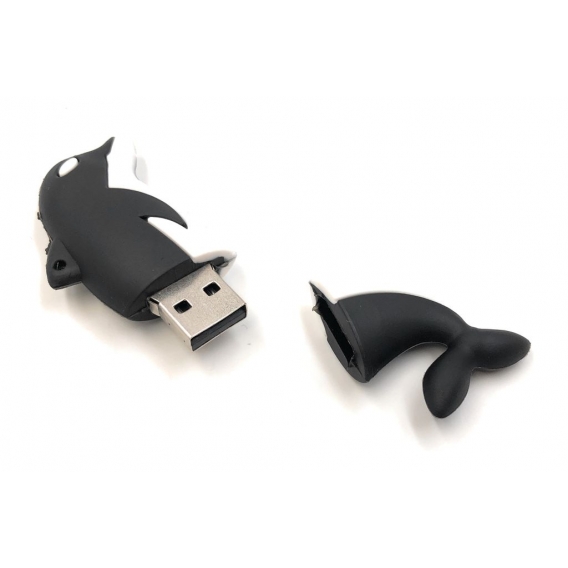 Onwomania Delfin Fisch Ozean Tier in Schwarz Funny USB Stick 16 GB USB 2.0