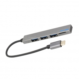 More about USB C-Hub, USB Typ C zu USB 2.0 Adapter, Typ C Hub mit 3x USB2.0 Ladeanschluss + Speicherkartenleser (Grau)