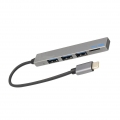 USB C-Hub, USB Typ C zu USB 2.0 Adapter, Typ C Hub mit 3x USB2.0 Ladeanschluss + Speicherkartenleser (Grau)