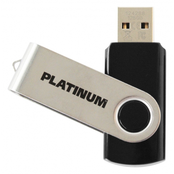 Platinum TWS USB-Stick 128 GB USB 3.0 USB-Flash-Laufwerk - Speicher-Stick in schwarz & silber inkl. Öse zur Befestigung am Schlü