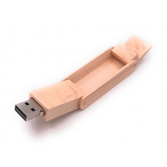 Onwomania Holzbox Klappbar aus echtem Holz Geschenk USB Stick in Alu Geschenkbox 16 GB USB 2.0