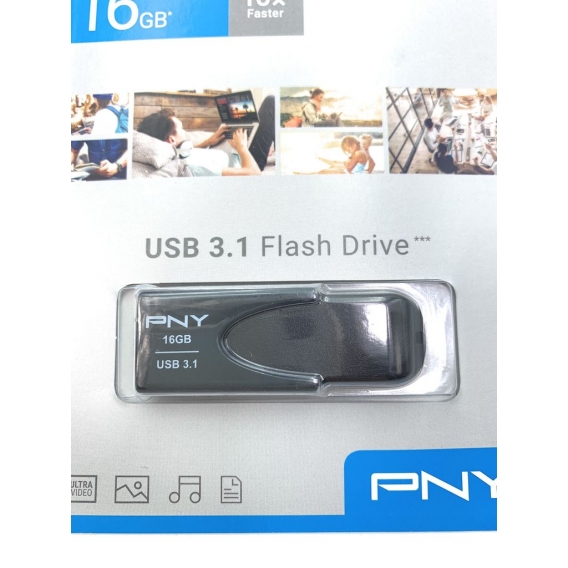 PNY 16GB USB 3.1 Speicherstift Attache 4 Capless Sliding Design, schwarz