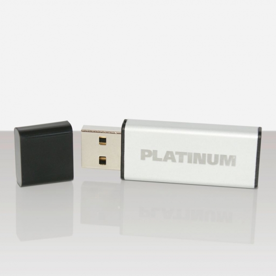 Platinum ALU USB-Stick 64 GB USB 2.0 USB-Flash-Laufwerk - moderner Speicher-Stick aus Aluminium - inkl. Schutzkappe in schwarz