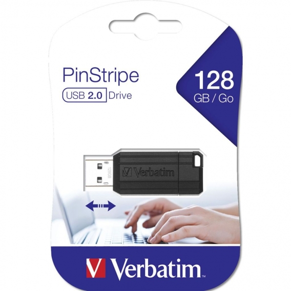 Verbatim PinStripe USB Drive - USB-Flash-Laufwerk - 128 GB - USB 2.0 - Schwarz