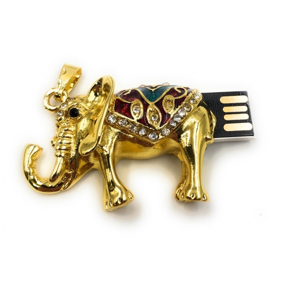 Onwomania Goldener Elefant aus Metall Zoo Tier Funny USB Stick 8 GB USB 2.0