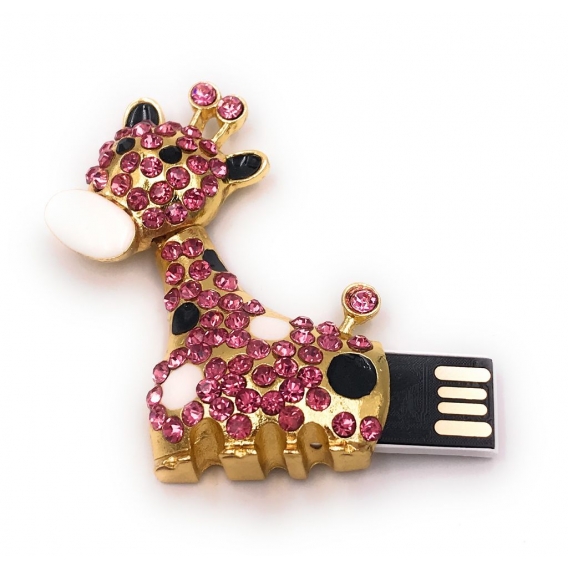 Onwomania Giraffe süß Tier Wüste gold pink Glitzer Strass USB Stick in Alu Geschenkbox 8 GB USB 2.0