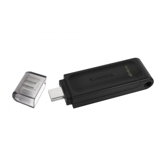 Kingston Technology DataTraveler 70, 64 GB, USB Typ-C, 3.2 Gen 1 (3.1 Gen 1), Kabel, 7 g, Schwarz