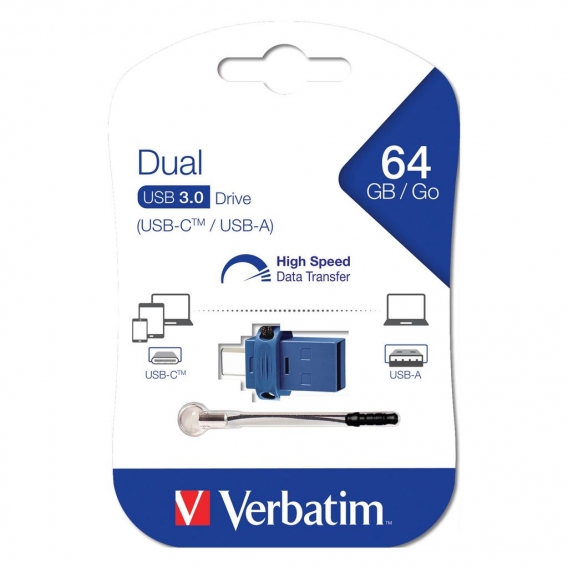 Verbatim USB 3.0 Stick 64GB, Typ A/C, Dual Drive