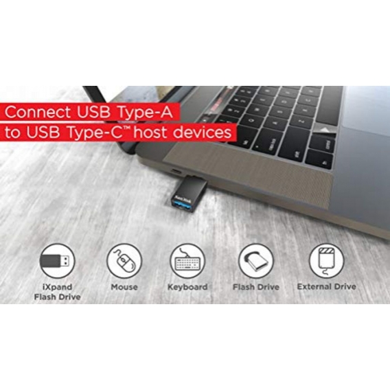 SanDisk iXpand Flash Drive Go 256 GB mit Adapter von USB-A zu USB-C