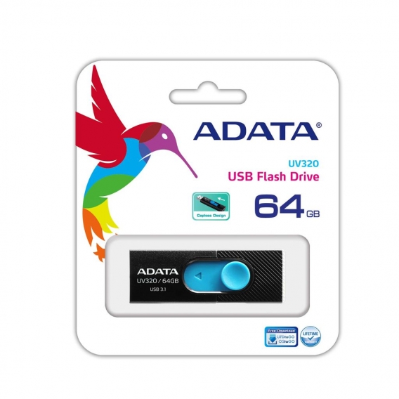 ADATA UV320 - 64 GB - USB Typ-A - 3.2 Gen 1 (3.1 Gen 1) - Dia - 7,9 g - Schwarz - Blau