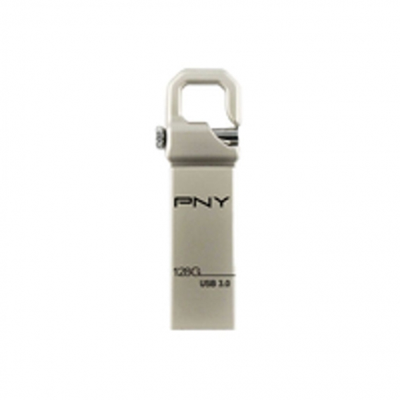 PNY Hook 3.0, 128 GB, USB Typ-A, 3.2 Gen 1 (3.1 Gen 1), 50 MB/s, Ohne Deckel, Silber