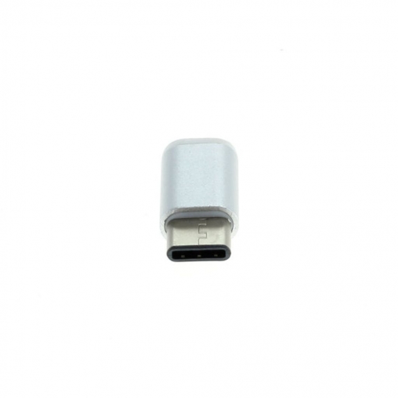 OTB Adapter - Micro-USB 2.0 Buchse auf USB Type C (USB-C) Stecker - silber - Metallgehäuse