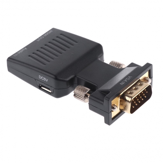 1 Stk. VGA zu HDMI 1080P HD Adapter Konverter,  für PC DVD STB und Projektor - Schwarz