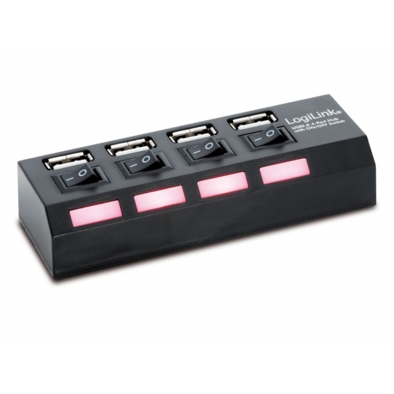 LogiLink USB 2.0 Hub 4 Port mit Ein /Ausschalter schwarz