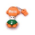 Onwomania Musicman Musik Kopfhörer Männchen Fugur orange grün USB Stick in Alu Geschenkbox 8 GB USB 2.0