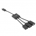 Mehrfunktion 3In1 USB OTG Host Hub Adapter Kabel mit 2x USB2.0 1x Micro USB Port für Smartphones und Tablet