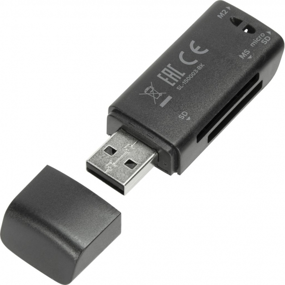 SPEEDLINK SNAPPY SL-150003 Schwarz, Kompakter USB-Kartenleser mit USB 2.0 im USB-Stick-Format