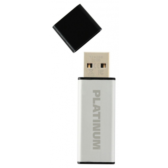 Platinum ALU USB-Stick 32 GB USB 2.0 USB-Flash-Laufwerk - moderner Speicher-Stick aus Aluminium - inkl. Schutzkappe in schwarz