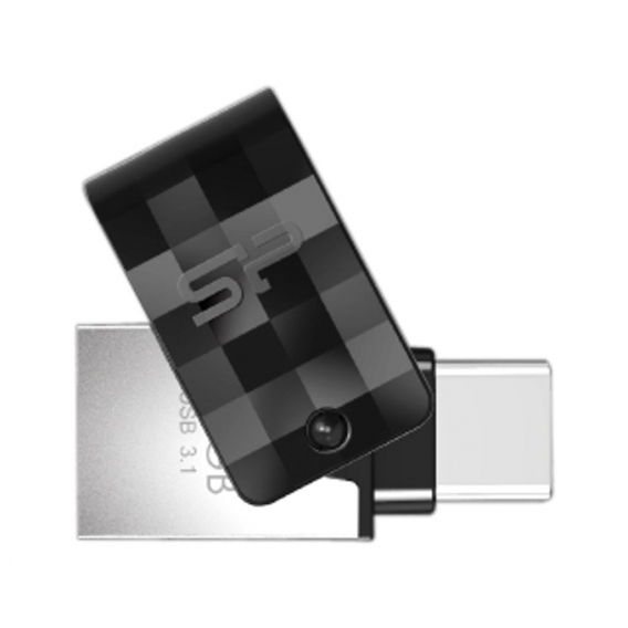 Silicon Power Mobile C31, 64 GB, USB Type-A / USB Type-C, 3.2 Gen 1 (3.1 Gen 1), Drehring, 3,3 g, Schwarz, Silber