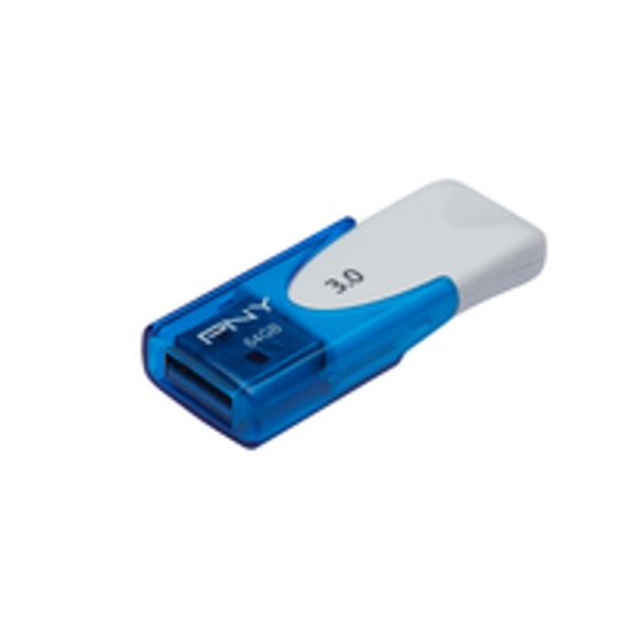 PNY Attaché 4 3.0 64GB, 64 GB, USB Typ-A, 3.2 Gen 1 (3.1 Gen 1), 80 MB/s, Kappe, Blau, Weiß