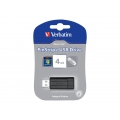 Verbatim PinStripe USB Drive 4GB - Black, 4 GB, USB 2.0, 10 MB/s, 21 mm, 54 mm, 9.22 mm