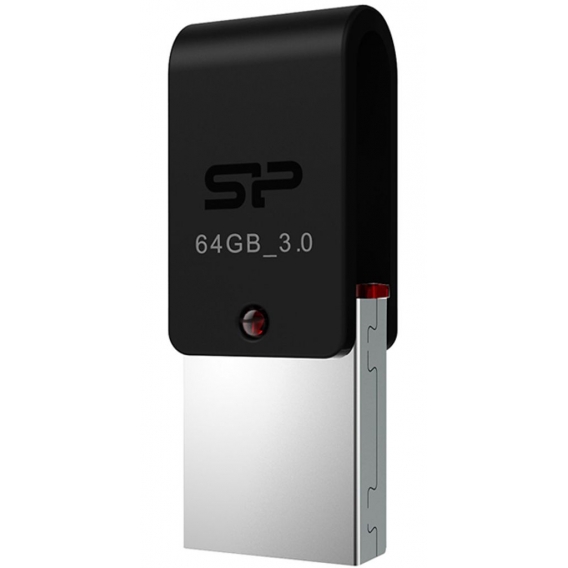 Silicon Power Mobile X31, 64 GB, USB Type-A / Micro-USB, 3.2 Gen 1 (3.1 Gen 1), Drehring, 3,3 g, Schwarz, Silber